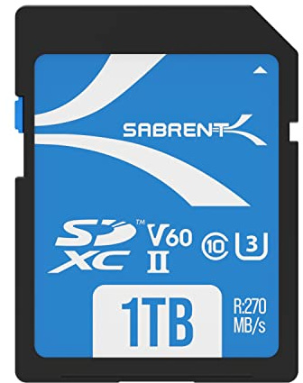 SABRENT Carte SD 1To UHS-II V60 SDXC – Carte Memoire Appareil Photo, Vitesse de Lecture 270Mo/s, W170Mo/s, SD Card 1To, Class 10 U3 – pour Professionnels, cinéastes, photographes (SD-TL60-1TB)