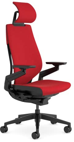 Steelcase Ergonomischer Bürostuhl: Gesture, Kopfstütze, Rot | Leicht montierbar, Universalrollen, Premium-Materialien, bis 180 kg und 190 cm, sitzkomfort