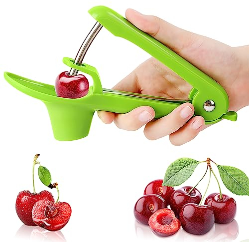 Encuryna Kirschentkerner Werkzeug, Kirschentkerner mit Edelstahl Stange, Kirschentkernen Küchenwerkzeug für Schnell Entfernen Früchtsteinen