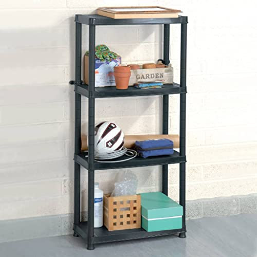 SKM Lagerregal 4-Tier Schwarz 61x30,5x130 cm Kunststoff, Weight: 3 kg, 147683