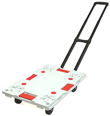 Plattformwagen aus Kunststoff mit klappbarem Schiebebügel, Tragfähigkeit 150 kg Weiß x x - Weiß - Polypropylene (PP) - In - & Outdoor - Nutzung -