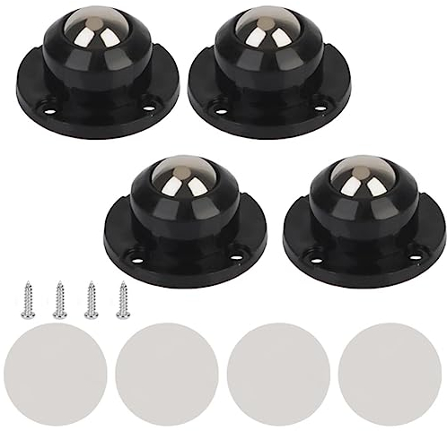ANNURA Mini-Lenkrollen Räder, 4 Stück Universalrad Mini-Schwenkräder Selbstklebende Lenkrolle aus Edelstahl for Schreibtischstuhlrollen 360°-Drehung lley-Schwarz (Color : Black)