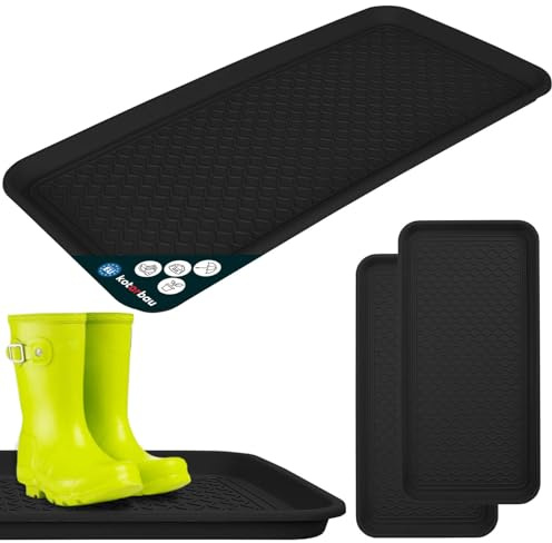 KOTARBAU® 2er Set Schuhabtropfschale - 38 x 76 cm - Abtropfmatte für nasse Schuhe - Schuhablage für Herbst & Winter - Schuhmatte aus Kunststoff - Schuhwanne für Flur - Schuhtablett - Schwarz