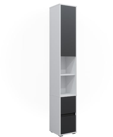 Vicco Wäscheschrank Weiß Maltin 30x189x30 cm - Hochschrank, Viel Stauraum Oben und unten