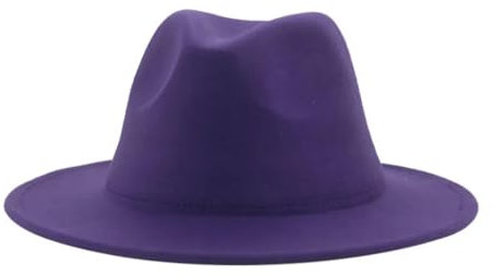 SOYNIA Fedora Trilby Filzhut Hut Hut Damen Hut Mann Hüte Für Frauen Mode Hochzeit Dekorieren Kamel Panama Kappe 56-58 cm (Erwachsene) Lila