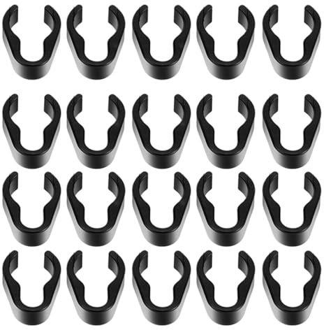 Armastuse Clip de câble, 20 Pièces Clip Pour Microphone Fermeture,Pour Lanière Clip Pour La Fixation Câbles Poteau De Bras Colliers (Noir)