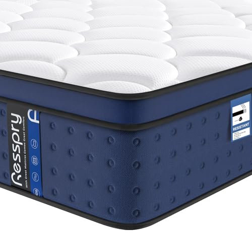 Resspry Double Mattress, 12Inch Hybrid Mattress for Pressure Relief, Breathable Foam with Individually Pocket Spring, Medium Firm Double Bed, Navyx Collection(135×190×30cm)