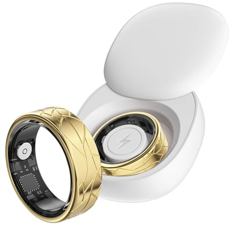 findtime Smart Ring Golden Smart Ring Android Smartringe für Damen und Herren Fitness Ring Tracker Schrittzähler Herzfrequenzmessung Schlafmonitor Gesundheitsüberwachung Aktivitätstracker,Gold#10