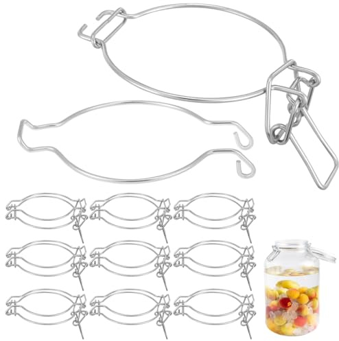 Zerodeko Metallverschlüsse Für Versiegelte Glasdosen 10 Stück Edelstahl Drahtverschlussclips Ein-Knopf Bedienung Für Küchenaufbewahrung Und Lebensmittelorganisation