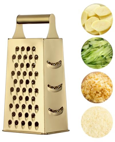 YDware Reibe Edelstahl Vierkantreibe 23,7 cm Höhe Reibe Für Gemüse Edelstahl-Geeignet für Gemüse usw 1 Stück (Champagner-Gold)