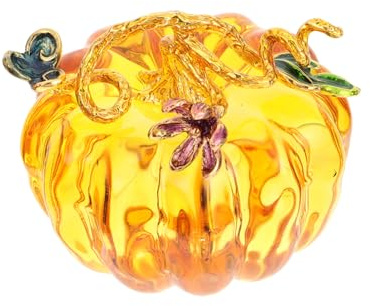 CORHAD Adorno de Calabaza de Cristal Amarillo de Vidrio Pieza Artesanal Creativa y Única para Embellecimiento del Hogar y Sala para Mesa