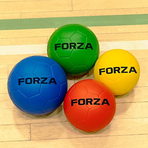 FORZA Foam Handballs | Soft, Non-Sting PU Foam Handballs for Primary & Junior School Children - Multi-Pack Options Available for PE & Sports (Pack of 4, Multi-Colour, Size 2 (7in))