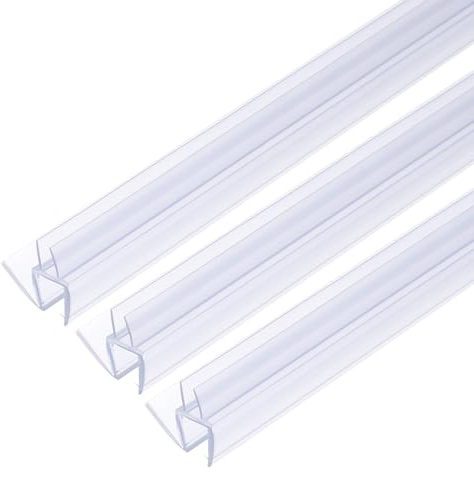 sourcing map Lot de 3 joints de bas de porte de douche pour porte de douche en verre de 0,6 cm d'épaisseur 119,4 cm de long (39,9 cm x 3 pièces), bande d'étanchéité segmentée sans cadre à 5 sections
