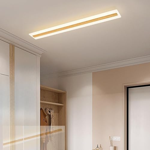 GZZBMY LED Deckenleuchte Dimmbar Warmweiß 2800K/Naturweiß 4000K/Kaltweiß 6000K Deckenlampe mit Fernbedienung Arbeitszimmer Licht Modern Rechteckig Lampe Innen Küche Büro Balkon (Holzfarbe,40CM 13W)