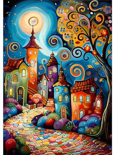 EOBROMD 5D Diamond Painting Kit Paesaggio, Fantasia Pittura Diamante FAI DA TE, Diamond Painting Adulti, Strass Ricamo a Punto Croce Painting per Decorazione Casa 30x40 cm