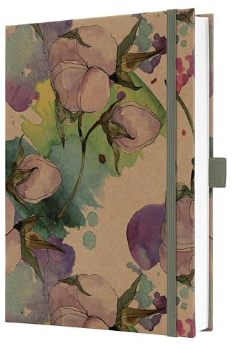 Sigel JN855 Carnet de notes Jolie - Pure Cottonflowers - ligné - 100 g/m² - environ A5 - bleu/pourpre/rose/brun/vert - couverture rigide - 192 Seiten - certification FSC