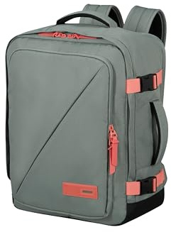 American Tourister Take2Cabin, maleta de cabina Wizz Air/Vueling 30 x 20 x 40 cm, 26,5 L, 0,60 kg, equipaje de mano, mochila de avión MS, gris/rosa (salvia y coral)