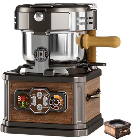 LONG SENG WING KWON coffee bean roaster, 8 heating settings, cafe/home coffee bean roaster, fast roasting system, silent roasting, precise temperature control, automatic peeling, nostalgic retro