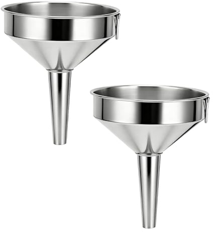 2 Pezzi Imbuto in Acciaio Inossidabile, Ø 11cm Grande Imbuto da Cucina Addensato Filtro riutilizzabile in acciaio inossidabile per Liquidi Separati Olio da Cucina Condimento o Oggetto in Polvere