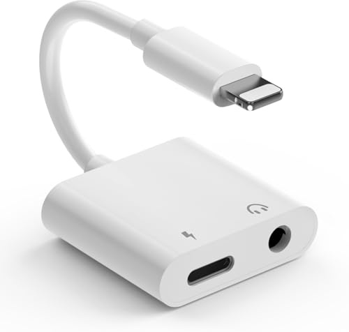 Lightning auf Klinkenadapter 【MFi-zertifiziert】 iPhone Adapter, Kopfhörer, iPhone Aux Adapter und Aufladen 3,5 mm Audiokabel, Konverter 3,5 mm Kopfhörerbuchse, Adapter für iPhone 14/13/12/11