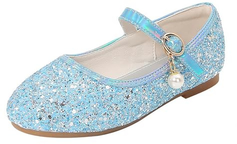 Luckywaqng Zapatos con purpurina para niños, zapatos de princesa para niñas, con lentejuelas, cosplay, zapatos de vestir Mary Jane, zapatos de salón para fiestas, bodas, sandalias lindas y elegantes
