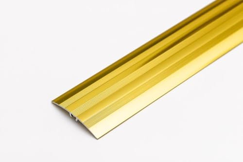Aluminium Door Bars Threshold Strip 47 mm x 930mm Transition Trim Laminate Tiles Levelling 5in1 Installation System TMW Profiles (Polished Gold)
