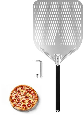 AWAOVV 35 cm (14-tum) Dural stansning pizzaspade anslutande pizzaspade tjock ugn vändning och överföring av pizza 40 cm handtag