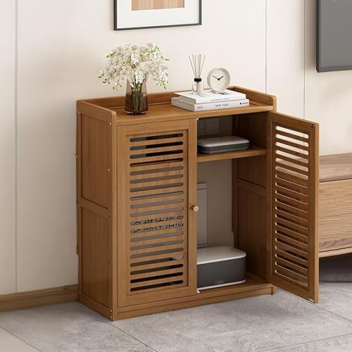 HARELA WLAN-Router-Aufbewahrungsschrank, Stand-Router-Aufbewahrungsbox, Modem, Freistehender Schrank-Organizer für Zuhause und Büro(Brown,26.4x23.2x9.8in)