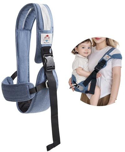 Zuzer Babytrage Hüfttrage Baby Blau mit Rücklehnsicher Wirbelsäulenschutz, Bequeme Tragetuch Baby Tragetuch für Neugeborene Bis Kleinkind