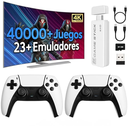Consola Retro con +40.000 Juegos Arcade Integrados - VideoConsolas de los 90 y 2000: PSP, GameB, PS1, N64, SuperN, MegaD, NeoG, GameB Color, etc. +20 Emuladores - Game Stick Lite 4k - Incluye 2 Mandos
