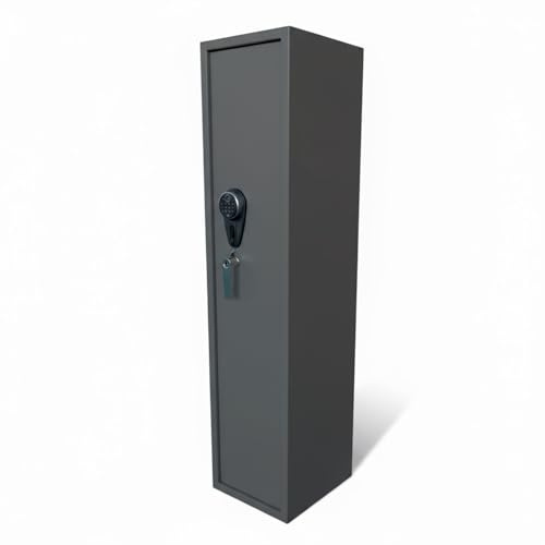 Armadio Portafucili Armi Blindato Fuciliera in Acciaio con Serratura Digitale e Chiave, Tesoretto, Tasca Porta Oggetti, Cassaforte Sicura Florida 145 x 25 x 20 Cm (Grigio Scuro, 2 Posti)