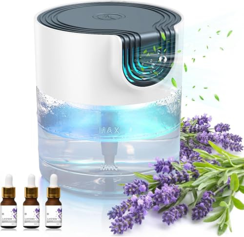 Air Filter Aroma Diffuser Ioniser with 30ml Essential Oils, Water Air Purifier & Colour Changing LED Light, Air Freshener Humidifier Aromatiser for Home & Bedroom