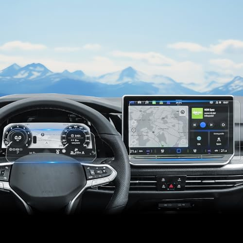 WEIPIN Film de protection 9H pour VW Golf 8.5 Golf MK8.5 2024-2026, navigation 12,9 et cockpit numérique 10,25 universel pour VW Golf 8.5 GTI, GTE, GTD, R, Variant avec accessoires en verre trempé