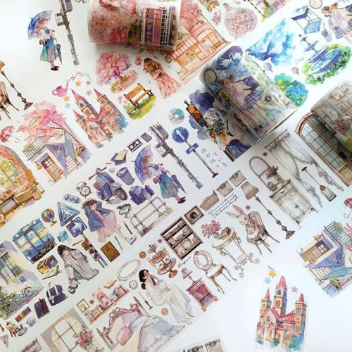 Arpaper 3 Rolls Scrapbook PET Washi Tape Sticker Scrapbooking Stickers Accessories Für Journaling Zubehör,Collagenkalender Und Fotorahmen(Good Times 2)