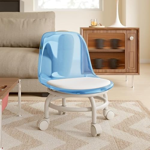 Virzen Taburete bajo con respaldo, silla rodante de baja altura, taburete bajo con ruedas para garaje, tienda, oficina en casa