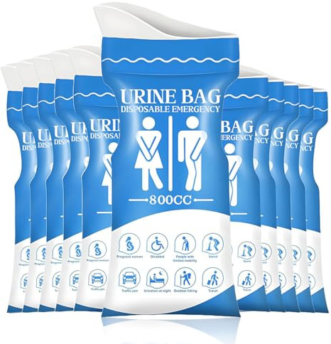 YUZNA 10PCS Tragbares Urinal für Unterwegs, Einweg-Urinbeutel mit Gel mit Griff, Notfall Toiletten für Männer, Frauen, Patienten, Schwangere, Kinder, Camping, Wandern, Auto, Reisen