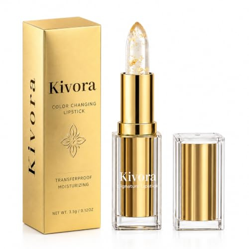 Kivora Colour Changing Lipstick, Kivora Lipstick for Older Women, PH Adjusting Clear to Natural Colour, Moisturising Lip Balm, Long Lasting Sheer Gloss, 3.5g 1PCS