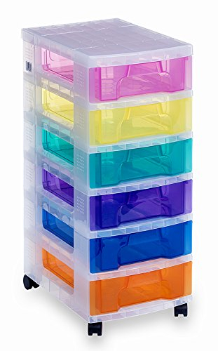 Really Useful Plastic Drawer Storage Unit 6X7 Litre Clear/Rainbow - Color: Clear/Rainbow