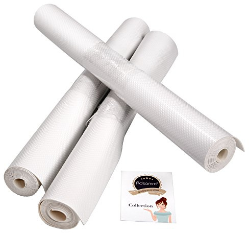 3 x Schubladenmatten von Adsamm® / stabile Antirutscheinlage mit 1.2 mm Stärke in Weiß / 48 x 200 cm zum Zuschneiden/langfristiger Schutz für Laden, Fächer in Küche und Büro