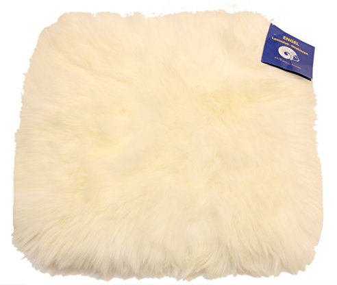 Reissner Lammfelle | DIANA-40-WEI aus | Sitzauflage | Echtes Schaffell | hochwollig | Seiten eingefasst | Rückseite mit Stoff abgefüttert | quadratisch | 40x40cm weiß