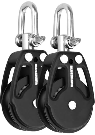 Blue Shark 2250-Sailing Pulley Blocks 38mm Single Swivel (2-Pack)