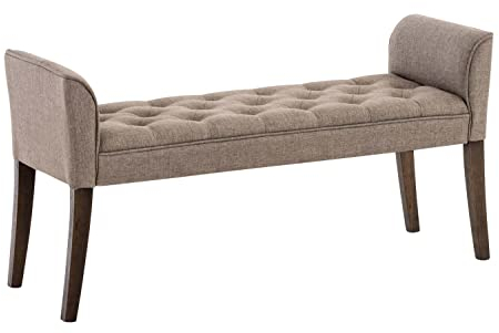 CLP Chaiselongue Cleopatra I Stoff-Bezug I Polsterbank, Farbe:Taupe, Gestell Farbe:antik-dunkel
