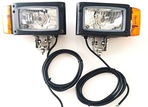 unbekannt 2x Scheinwerfer mit Blinker Universal 12V JD Bagger Radlader Gabelstapler Baumaschinen