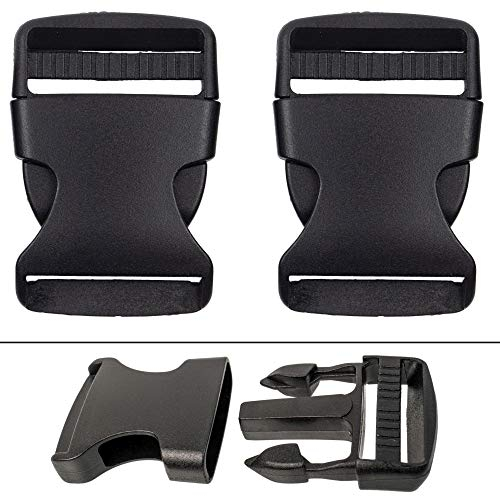 Hebilla de Liberación Lateral Doble, Tamaño 50 mm, Paquete de 2 unidades, Mochila y Cinturón, Accesorios de Plástico para Collar de Perro, Bricolaje