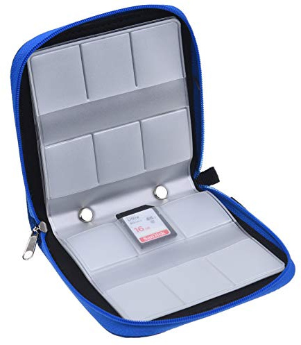 Eco-Fused Estuche de Tarjetas de Memoria - Almacena hasta 44x SD, SDHC, Micro SD, Mini SD y 4X CF - Estuche con 44 Ranuras (8 Páginas) - para Almacenamiento y Viaje