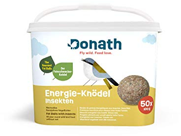 Donath Energie-Knödel Insekten ohne Netz - Meisenknödel - 100g je - der Feinschmecker- Ganzjahres Wildvogelfutter - aus unserer Manufaktur in Süddeutschland - 50er Eimer