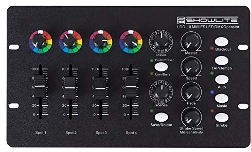 Showlite LDO-10 MKII FS LED DMX Operator, DMX-Controller, TAP/Tempo | Kompatibel mit vielen Lichtanlagen von z.B. Showlite, Involight oder Eurolite KLS-Systemen, 12 Preset Programme, Auto, 300 mA