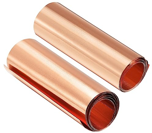 sourcing map Kupferblechrolle, Metallfolienplatte, 1000 mm x 100 mm x 0,01 mm, 2 Stück