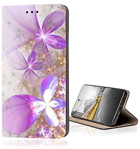 KX-Mobile Hülle für Samsung Galaxy S3 / S3 Neo Handyhülle Smart Magnet mit Motiv 1000 Blüten Lila Abstract
