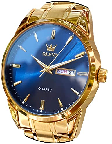 OLEVS Watch for Men Stainless Steel Business Dress Analog Quartz Men Watch Large Face Day Waterproof Luminous Classic Wrist Watch